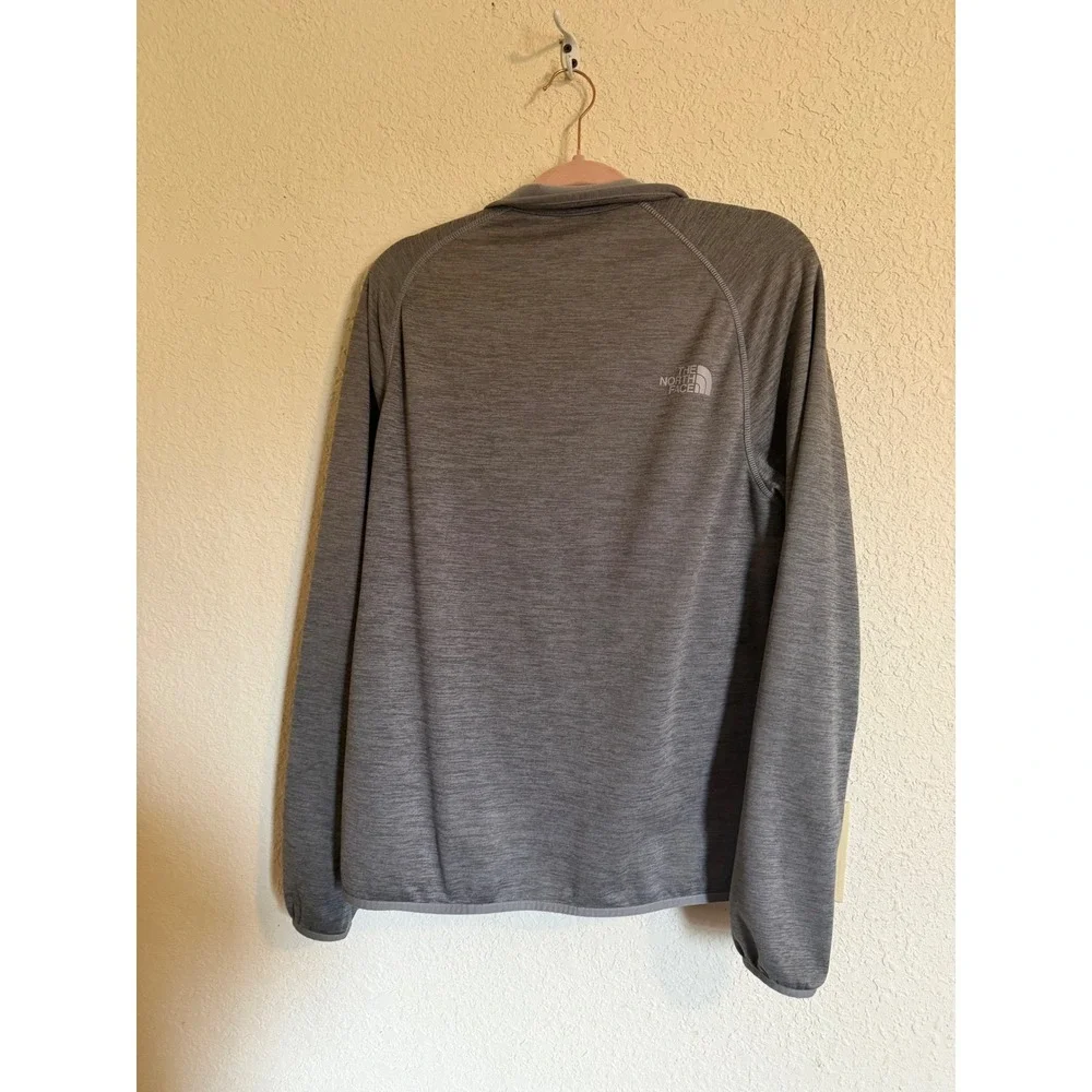 The North Face Mens Gray Full Zip Fleece Jacket Mock Neck Heathered Medium